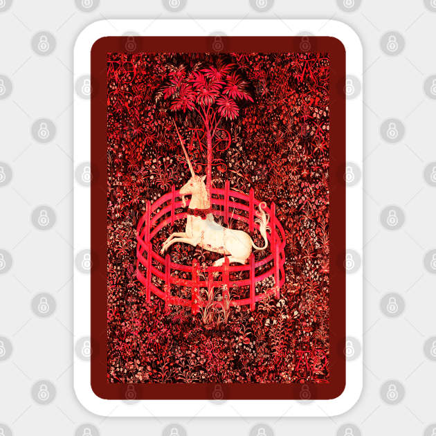 UNICORN IN RED FLORAL Sticker by BulganLumini